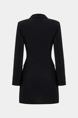 Denim Patchwork Long Sleeve Blazer Suit Mini Dress