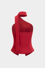 Button Halter Neck Backless Tank Top