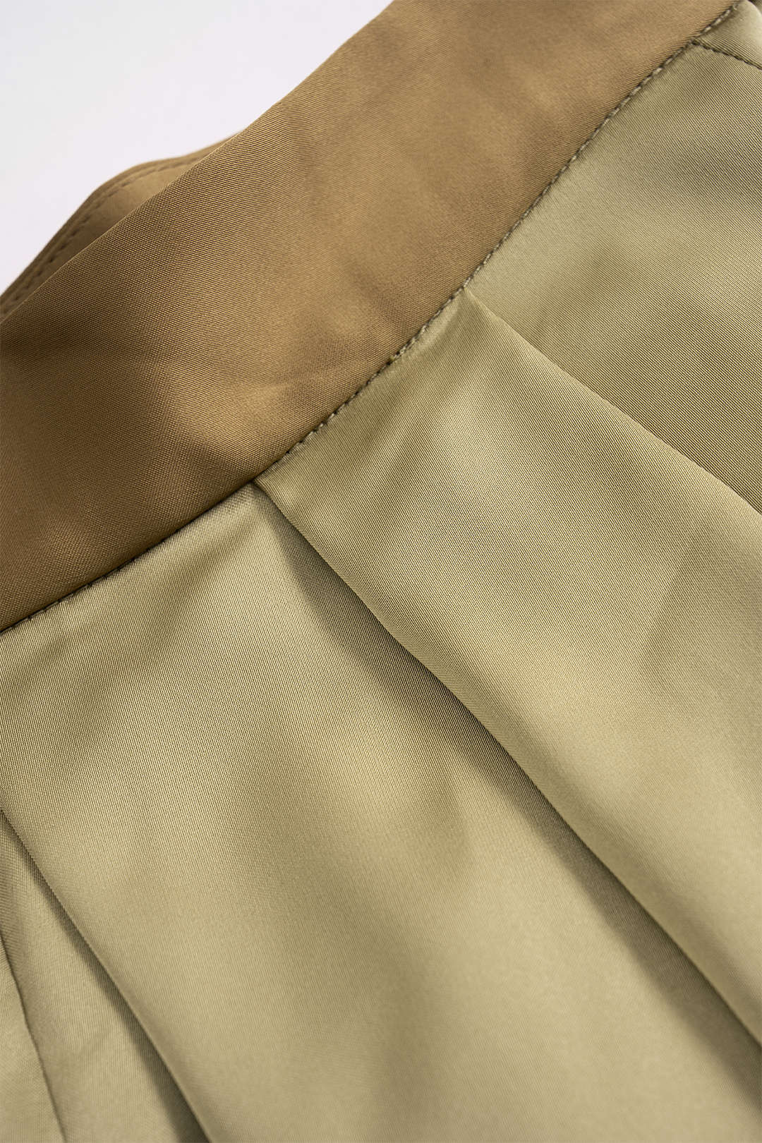 Contrast Satin Pleated Lantern Trousers