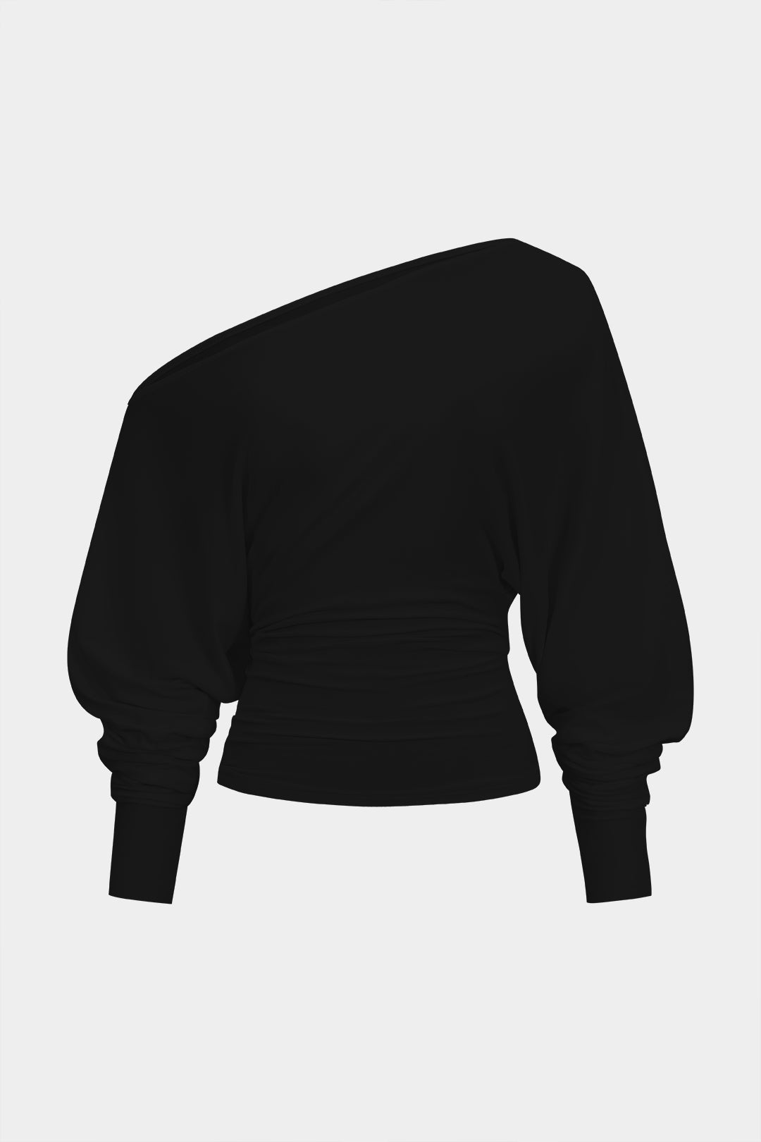 Cut Out One Shoulder Ruched Long Sleeve T-Shirt