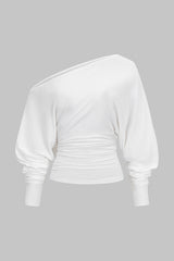Cut Out One Shoulder Ruched Long Sleeve T-Shirt
