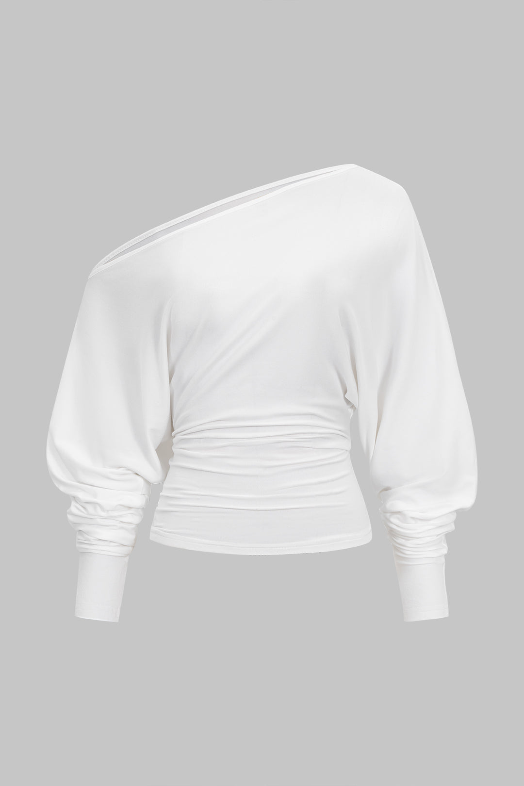 Cut Out One Shoulder Ruched Long Sleeve T-Shirt