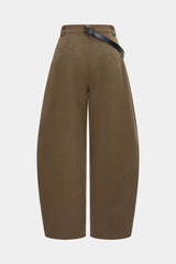 Asymmetrical Metallic Decor Barrel Trousers