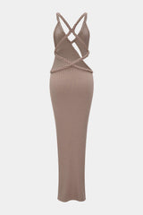 Asymmetrical Braided Backless Sleeveless Maxi Dress