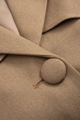 Button Ruffle Ruched Notched Lapel Jacket