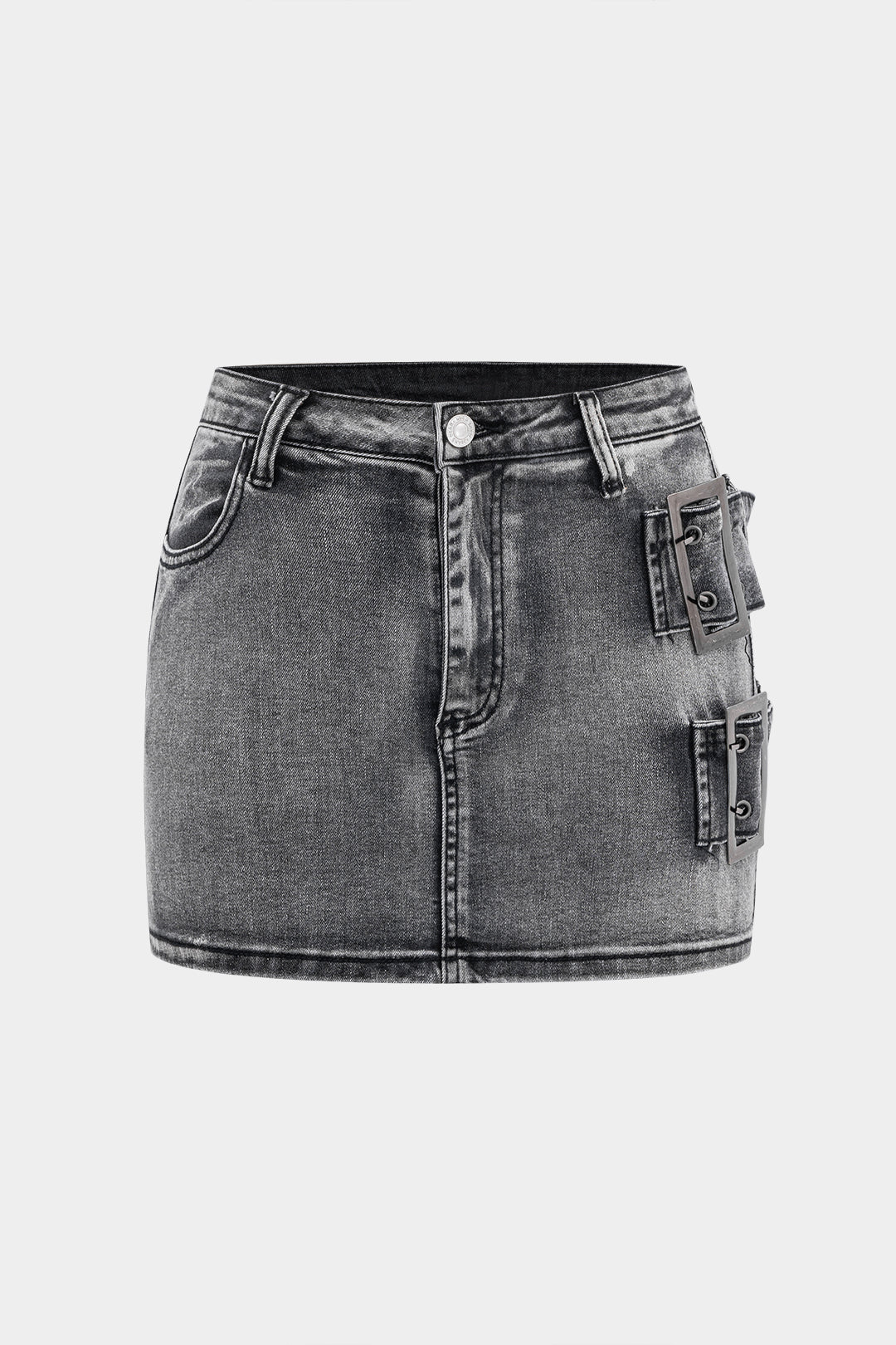 Denim Metallic Decor Skirt