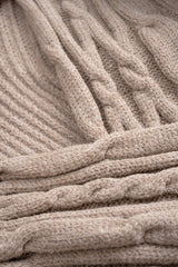 Cable Knit Crossed V-Neck Long-Sleeve Top