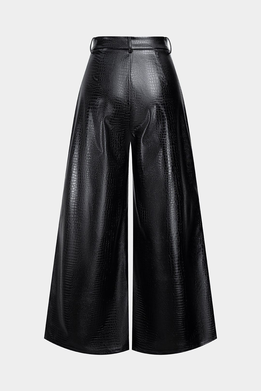 Crocodile Print Faux Leather High Waist Pants