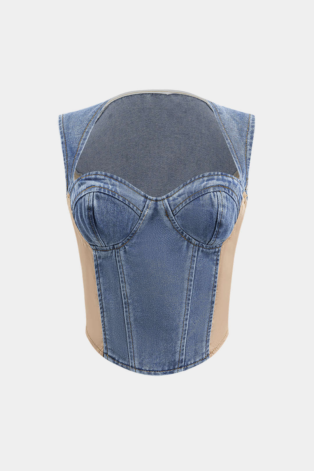Denim Bustier Patchwork Top