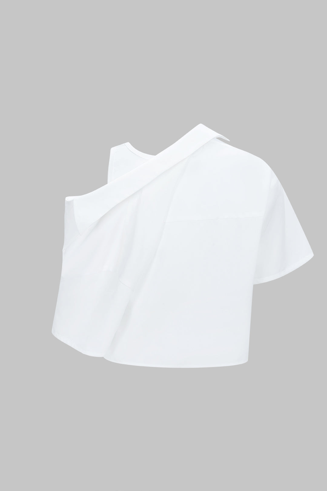 Asymmetrical Round Neck Short-Sleeve Shirt