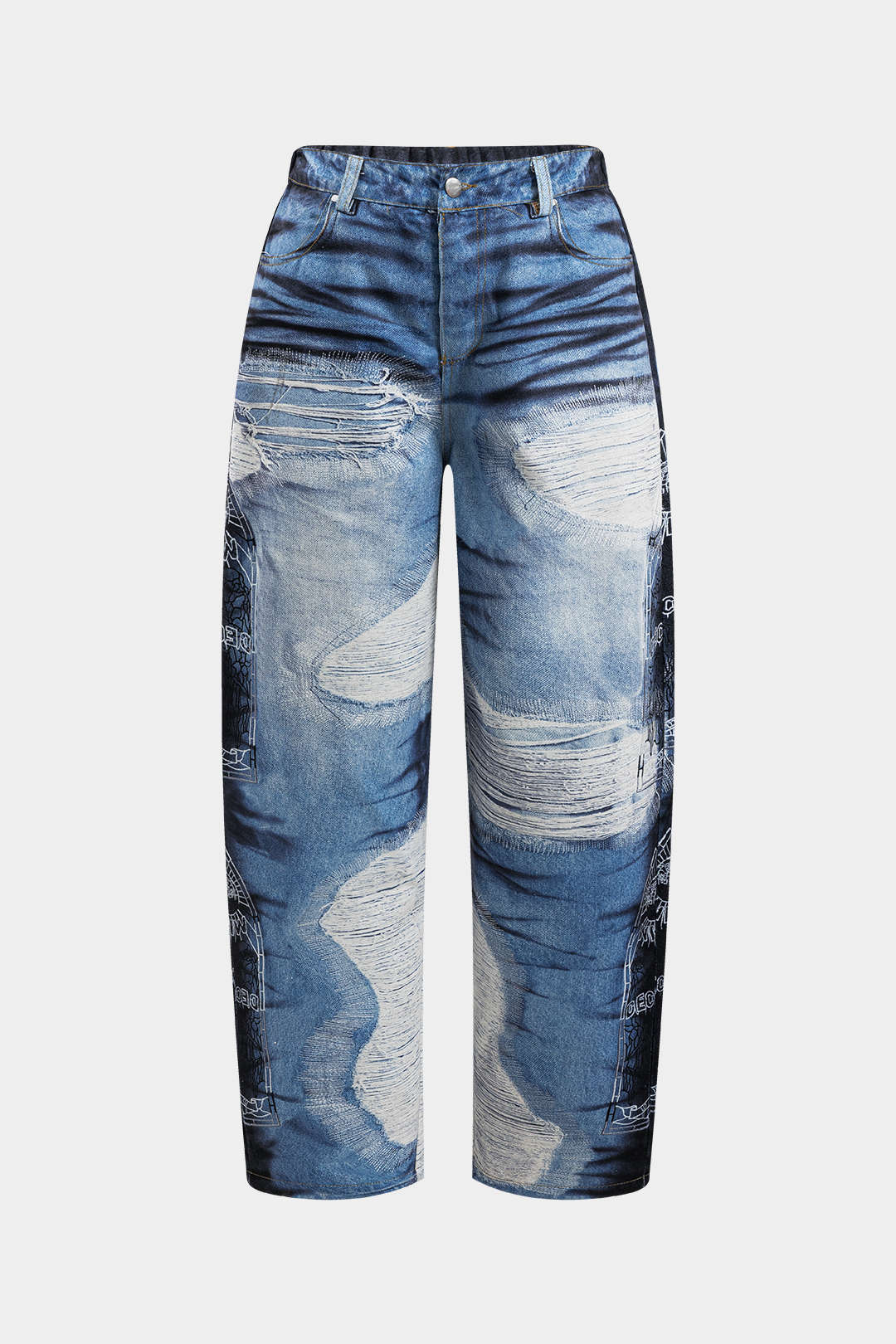 Abstract Print Button Pocket Trousers