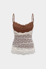 Contrast Polka Dots Lace Cami Top
