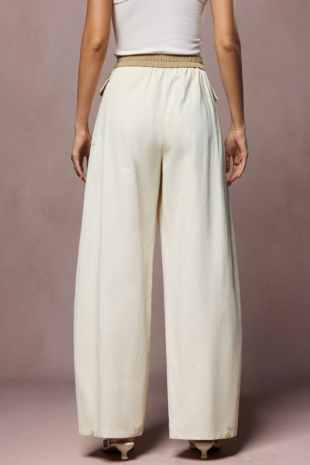 Asymmetrical Button Wide Leg Trousers