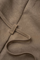 Draped Cowl Neck Asymmetrical Tie-Up Shirt