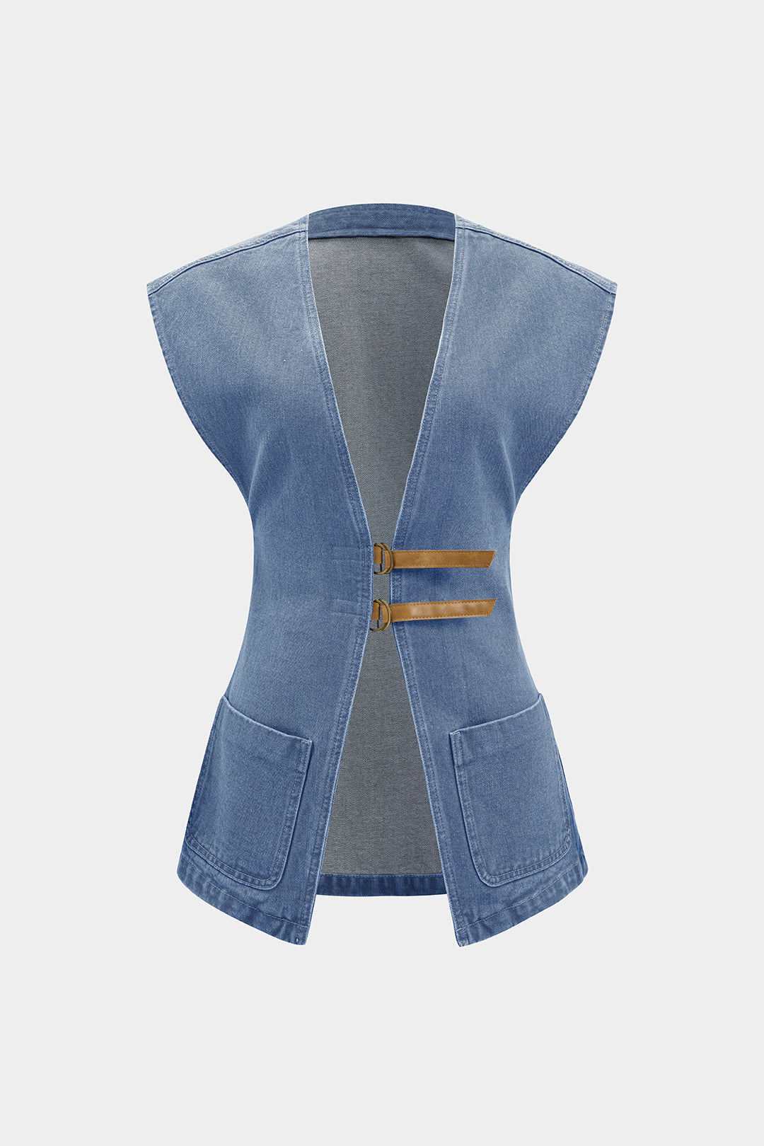 Denim V-Neck Pocket Vest