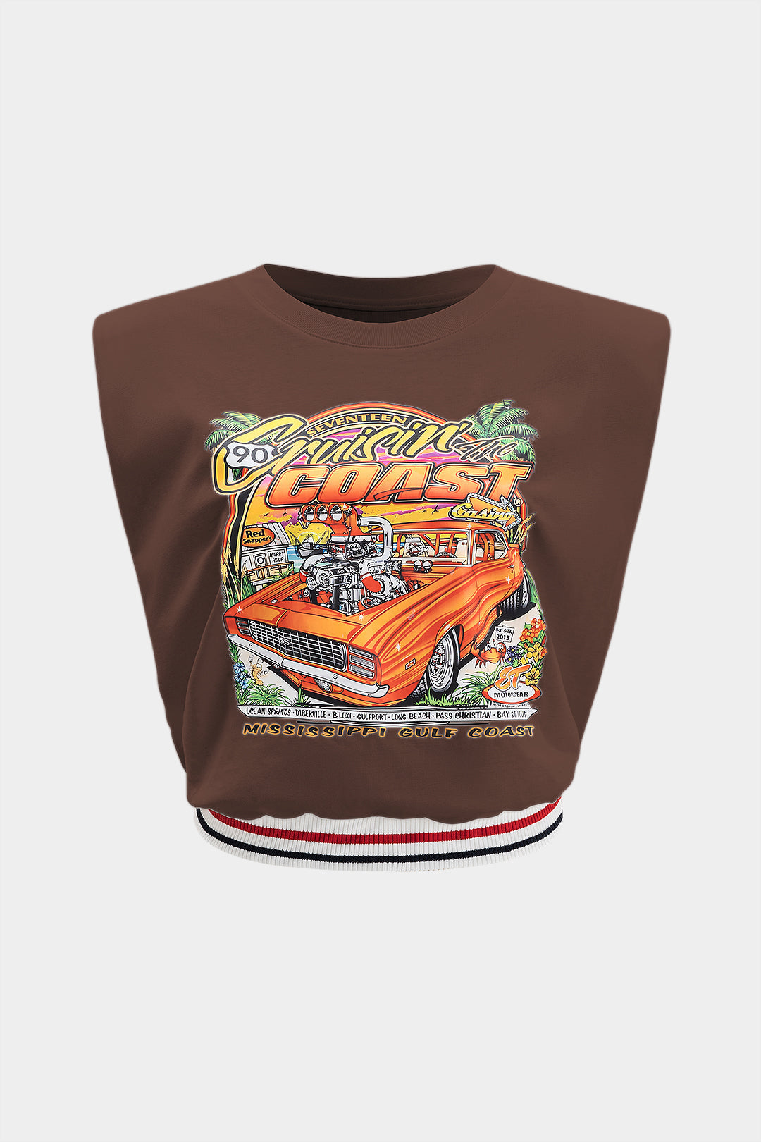 Car Print  Round Neck Sleeveless T-Shirt
