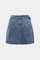 Denim Asymmetrical Pocket Skirt