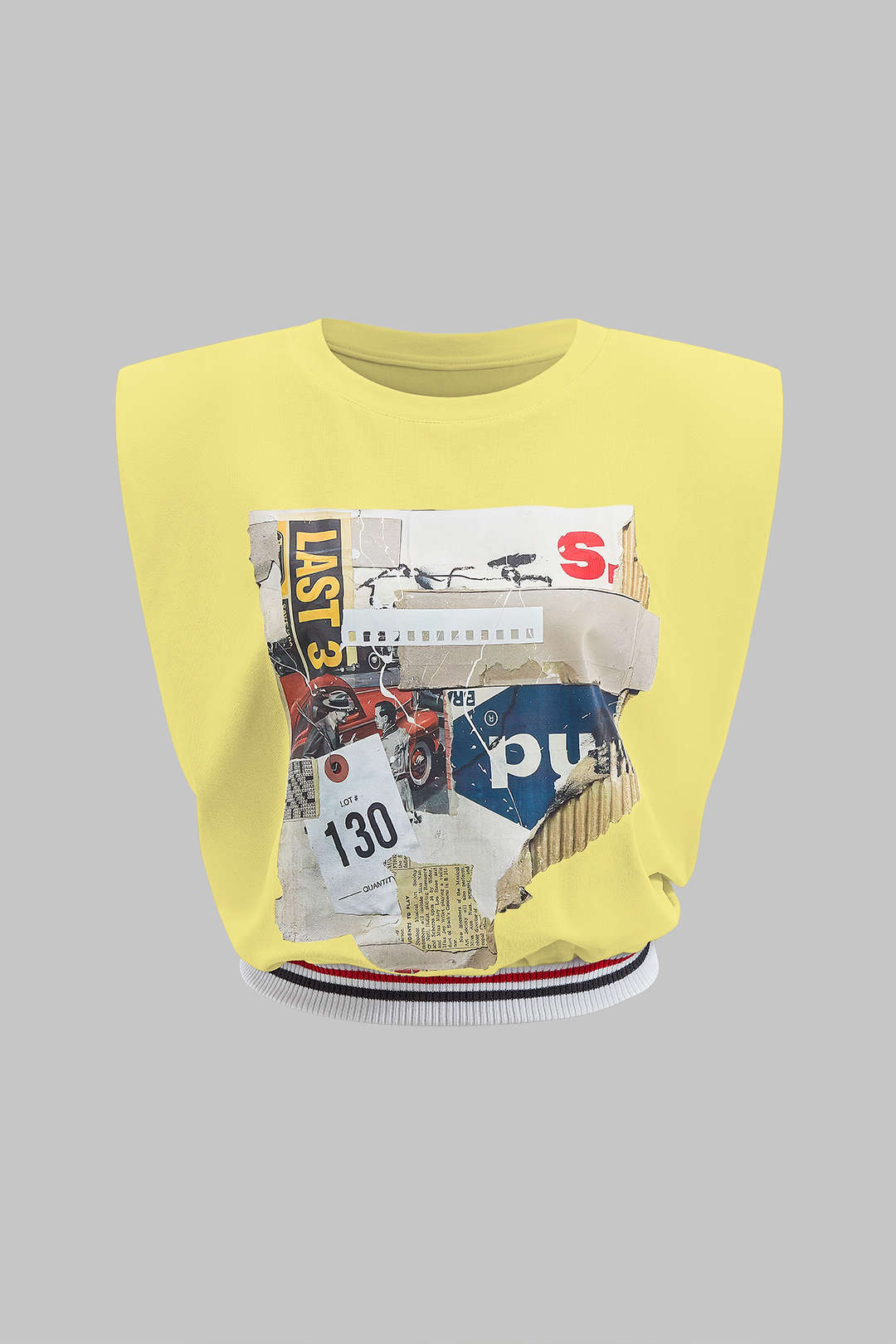 Car Letter Digital Pattern Print Loose Sleeveless T-Shirt