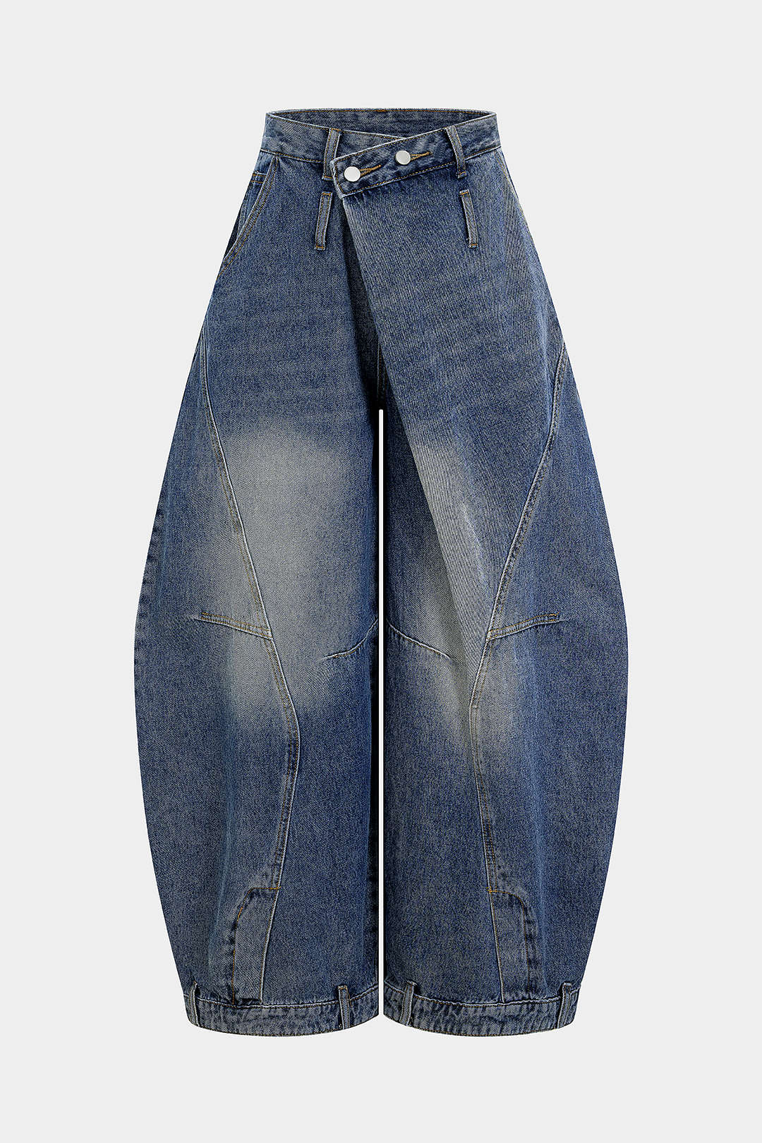 Denim Washed High Waist Barrel Jeans