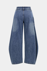 Denim Asymmetric Button Jeans