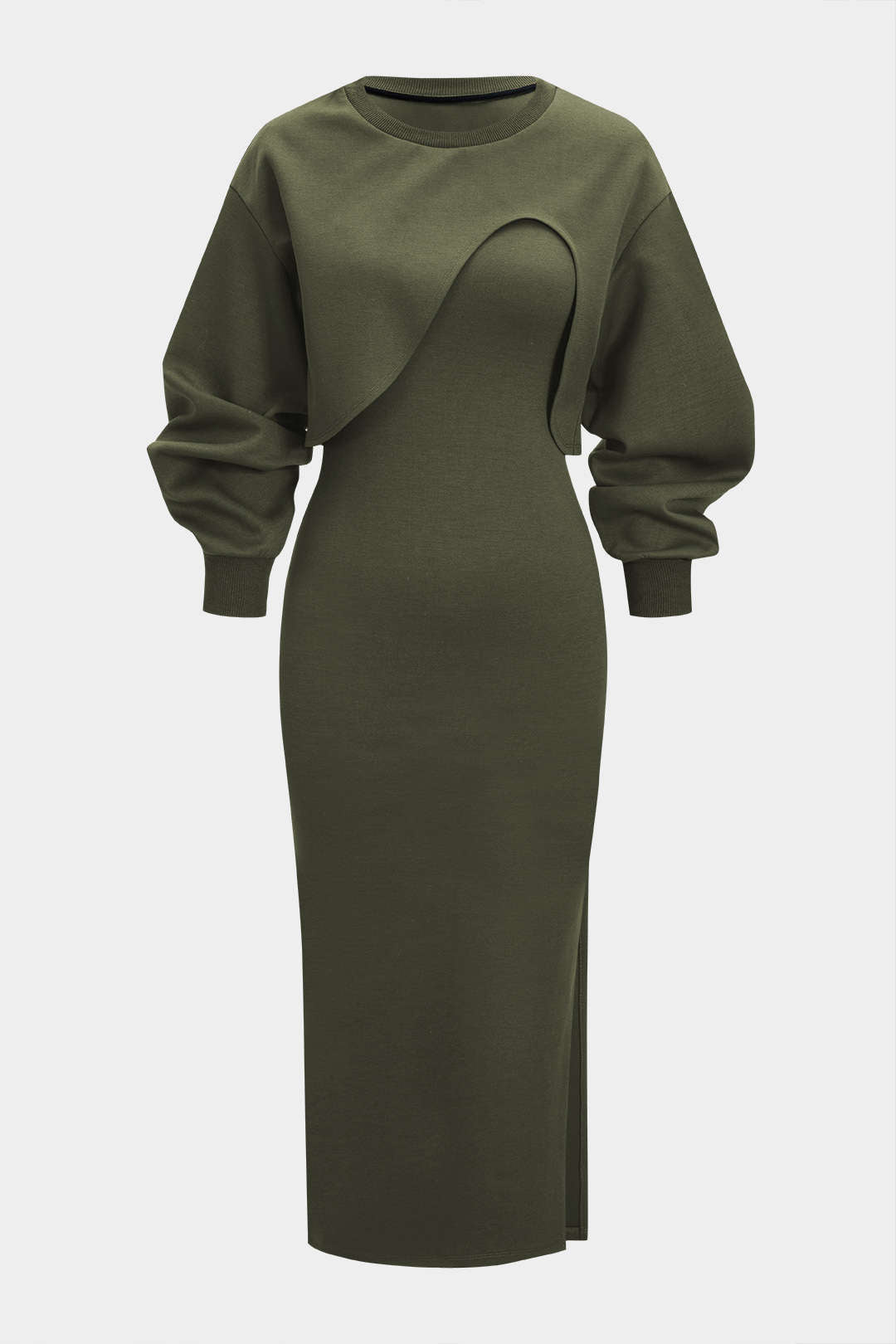Asymmetrical Long-Sleeve Top And Sleeveless Dress Set