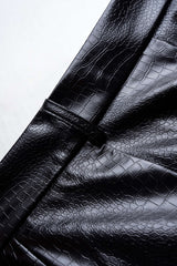 Crocodile Print Faux Leather High Waist Pants