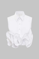 Button Ruffle Ruched Tank Top