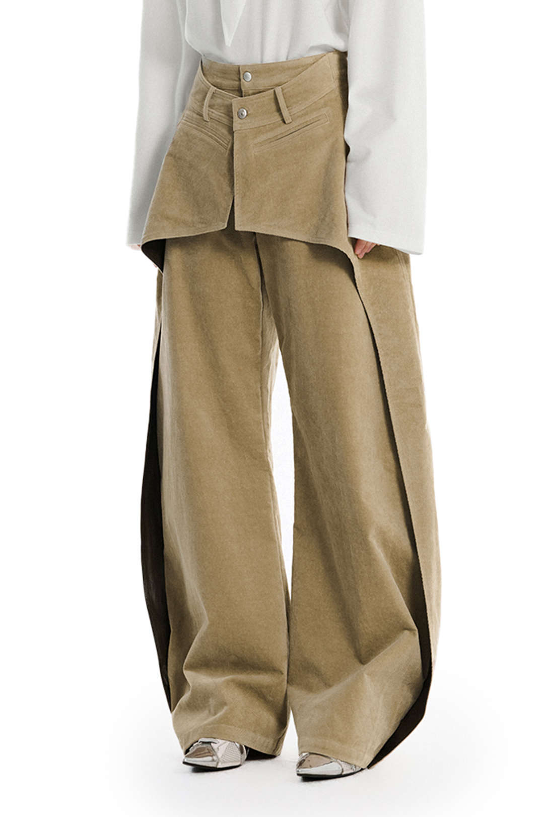 Double Waistband Cut Out Pocket Trousers