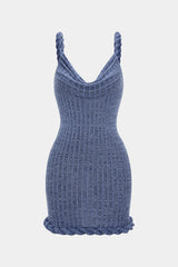 Cowl Neck Twist Knot Sleeveless Mini Dress