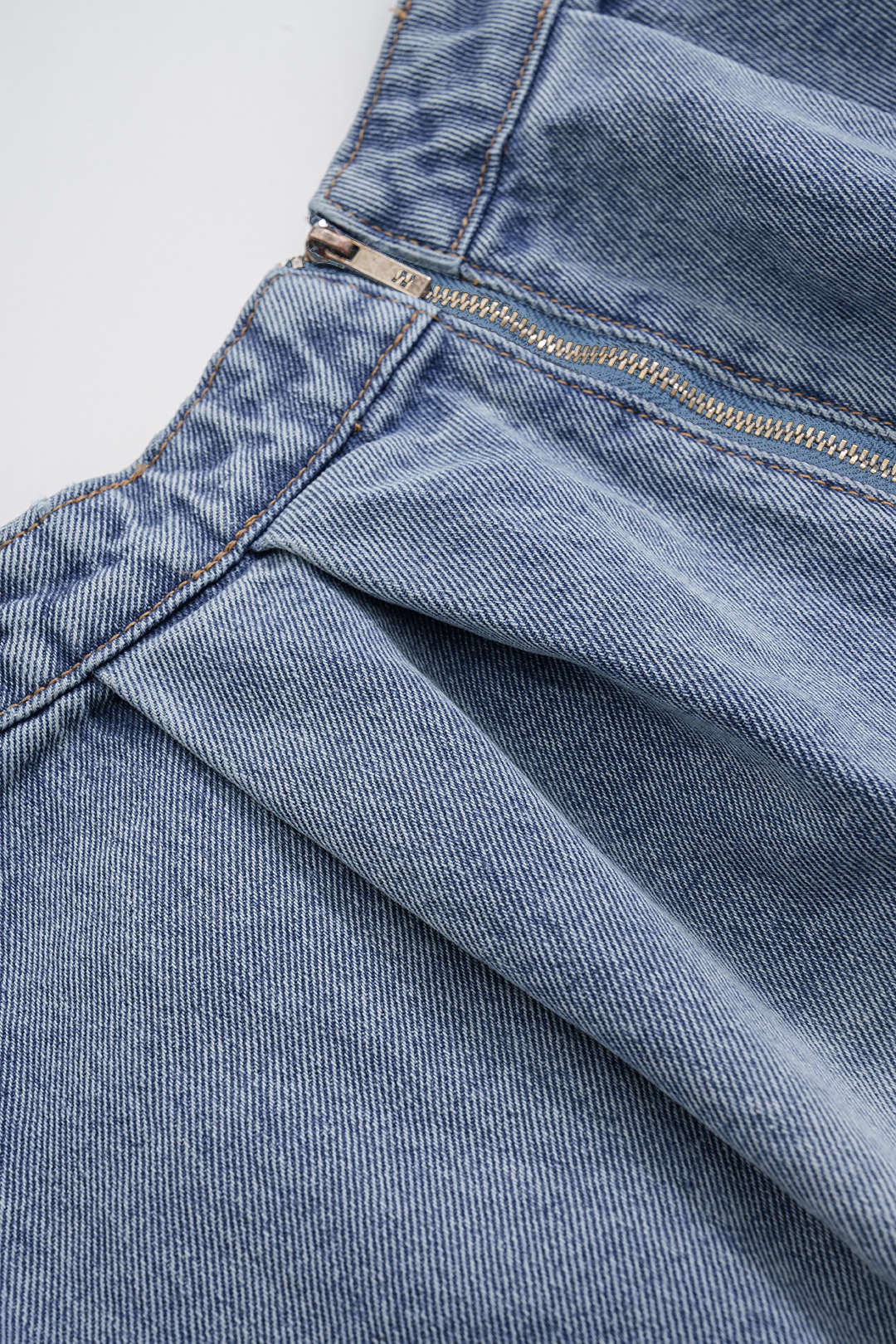 Denim Puff Hem Mini Skirt